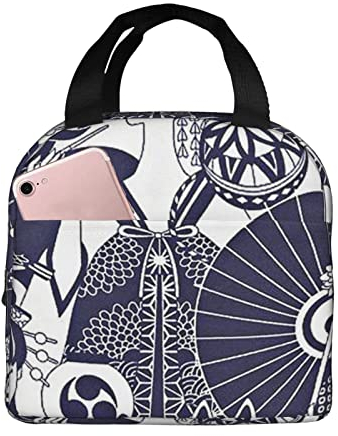 Ahdyr Wiederverwendbare Lunch Einkaufstasche, asiatische japanische Geisha Maneki Schriftrolle, isolierte Lunch Tasche, langlebige Kühl Lunchbox