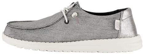 HEYDUDE Wendy Metallic Sparkle - Baskets pour Femme - Chaussons avec Semelles Confortables - Style Mocassin, Charcoal, 39