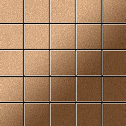 Mosaik Fliese massiv Metall Titan gebürstet in kupfer 1,6mm stark ALLOY Century-Ti-AB 0,5 m2