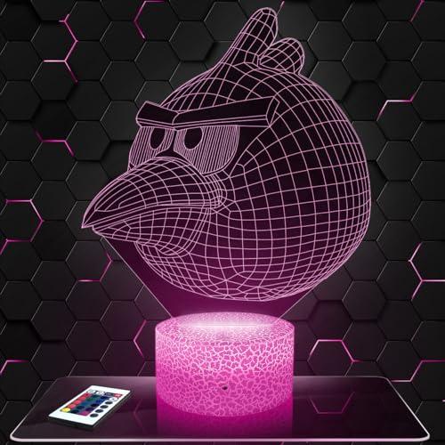 Lampephoto.fr Nachttischlampe - Touch-Nachtlicht Angry.B 3D-LED-Lampe Illusion, Geschenkidee Weihnachten Geburtstag Junge und Mädchen Nachttischlampe Kinder- oder Erwachsenenzimmer