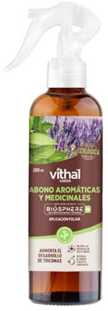 Abono para plantas aromáticas y medicinales 250ml - Vithal Garden. Apto para agricultura ecológica. Aplicacion foliar.