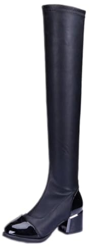 ticticlily Stivali Donna Alti Sopra il Ginocchio a Punta Eleganti Casual C1 Nero 41 EU