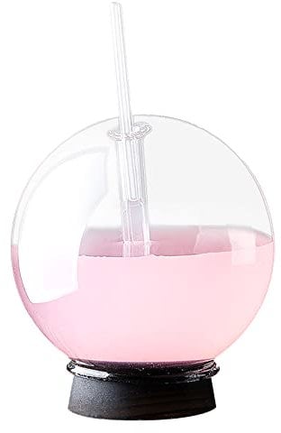 GOwavy Fish Bowls for Drinks, Fishbowl Glasses for Drinks with Lids and Straws, Clear Reusable Creative Drinking Cup for Cocktail Whiskey /146 (Color : Transparent, Size : A)