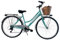 MADICKS Damen-Fahrrad Holland, Größe 28, Vintage-Retro-Stadtrad mit Tiffany-Korb, türkis, mit Gangschaltung (Vorderkorb aus Weidengeflecht)