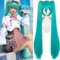 Grüne Perücke für Frauen mit zwei abnehmbaren Pferdeschwänzen, 47 Zoll / 120 cm langes Haar, lange gerade Synthetik mit Pony für Halloween-Kostümparty Anime (Grün)