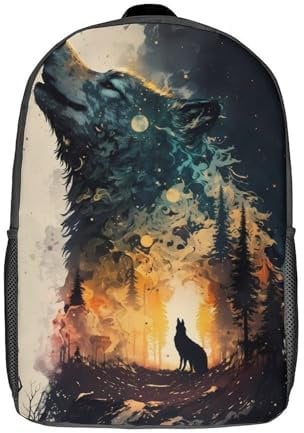 GQmoney 17 Zoll Wolf Incredible Rucksäcke Kinderschulrucksack Schultasche 3D-gedruckt für Jungen Grund- und Mittelschüler