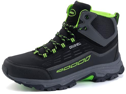 LANGDU Wanderschuhe Herren Damen Wasserdicht Leicht Wanderstiefel Outdoorschuhe Trekkingschuhe 37-46EU (SchwarzGrün-knöchelhohe 10,38EU)