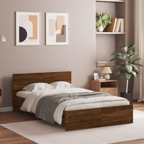 ZQQLVOO Betten, bettrahmen & lattenroste Schrankbett Polster kopfteil Bettgestell mit Kopfteil Braun Eiche-Optik 120x200 cm