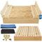 KOTARBAU® Bac À Sable en Bois Traité 120x120 cm Bois Naturel Imprégné Bac À Sable Enfant Extérieur Bac À Sable Refermable Bac À Sable avec Couvercle Bac À Sable Bois Bac À Sable Enfant avec Couvercle