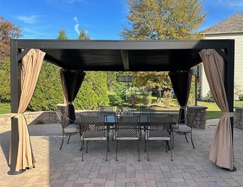 PURPLE LEAF Pergola 3 x 4 m Wasserdicht Stabil Winterfest Pergola Lamellendach Lamellenpergola mit Seitenwänden Alu Terrassenüberdachung, Bronze