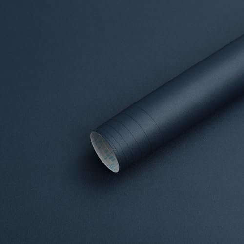 Timeet Self Adhesive Wallpaper Blue Matte Furniture Stickers Blackish Blue Contact Paper Peel and Stick Wallpaper 40x1000cm Sticky Back Plastic Paper Vinyl Film for Living Room Wall Table Shelf