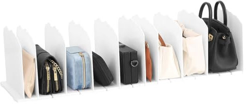 Fangoo 10 Stück Handtaschen Trenner Organizer Einstellbarer Handtaschen Aufbewahrung Regaltrenner Taschenständer Weiß Abnehmbar Handtaschen Schrank Organizer für Küchenbuchregalen Schlafzimmer Büro 