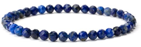 Landorilo Naturstein Perlen Heilstein Armband aus 4mm Facettiertes Steinperlen, Yoga Armbänder für Damen Herren,Glücksarmband, Exquisite Geschenke, Ersatzperlen Inklusive(F Lapis Lazuli)