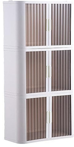 Aufbewahrungsschrank aus Kunststoff, weißer, Faltbarer Schrank mit versteckten 180°-Rolltüren und Rollen, hohe Werkzeugschränke für das Home-Office, Klassenzimmer, Keller, Akten, Schränke, S