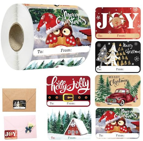 Self-Adhesive Christmas Name Tag Stickers, 250 Pieces Colorful Labels for Cards and Envelopes, Ideal for Holiday Crafts and - Enhance Your Christmas Celebrations with Fun Labels