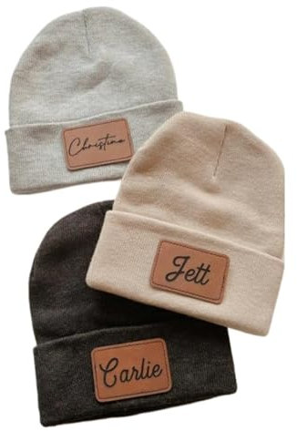SCHUANGZHAN Personalisierbare Beanie-Mütze für Kinder, personalisierte Baby-Beanie mit Namen, gestrickte Bommelmütze, individuelle Weihnachtsmütze, mehrfarbig, mehrfarbig, 12 Monate