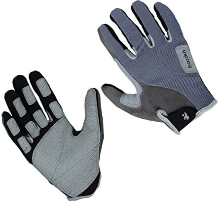 KOMBIUDA Kletterhandschuhe Vollfinger Outdoor Sport Grau Größe L – rutschfeste Langlebige Handschuhe für Klettern und Wandern Anpassbarer Handgelenkbereich für Outdoor Aktivitäten