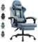 Symino Gaming Chair with Footrest, Computer Ergonomic Video Game Chair, Adjustable Swivel Task Chair with Lumbar Support, PC Chairs, Office Chair PU Leather, Blue