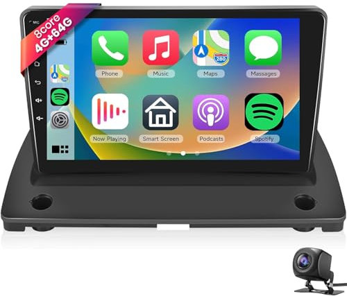 Autoradio Stereo Upgrade für Vo-lvo XC90 2004-2014, 9″1280x720 Touchscreen GPS-Navi-Einheit mit kabellosem Carplay Android Auto Car Dash Multimedia-Player BT SWC RDS FM Rückfahrkamera(Color:S4)