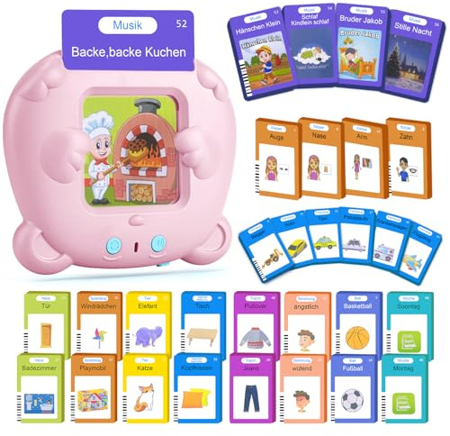AHJ 510 Wörter Sprechende Lernkarten Deutsch, 255 Blätter, Flash Karten Deutsch, Interaktives Sprachspiele Interaktives Lernkarten für Kinder ab 2-6 Jahr