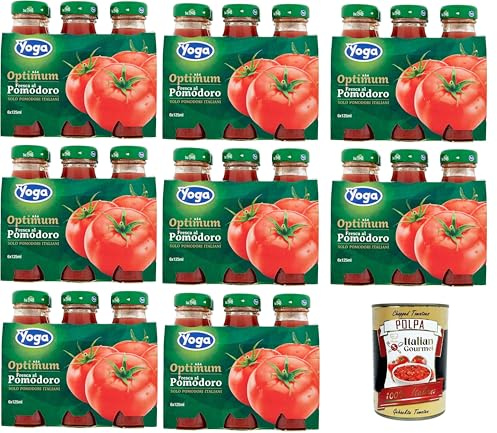 Italian Gourmet Succo di pomodoro Tomatensaft Glas 8 x 6 x 125ml pikant pur | Sapore mediterraneo, in kleinen Fläschchen, ideale porzione per aperitivo e, Gesamtnettogewicht 750 ml + Kostenlos Polpa 400g