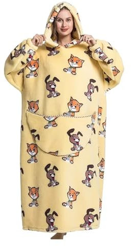 TYNXK Blanket with Sleeves Extra Lange Hoodie-Decke, Flanelldecke, Ärmel, Winter-Hoodie, Sweatshirt, Pullover, riesige TV-Decke, übergroß Wearable Blanket(HM1972.18)