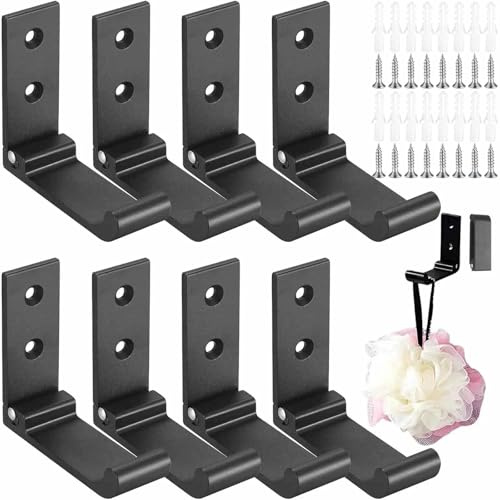 saijer Ganci Appendiabiti da Parete, 8 Pcs pieghevoli ganci da muro Metallo Attaccapanni con Viti Nero Gancio Parete per appendere borse cappelli cucina camera da letto soggiorno (52 mm)