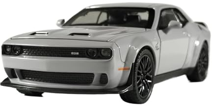 Für Dodge Challenger Hellcat 1:32 Metall Auto Sound & Licht Modell Home Fashion Dekoration Geburtstag Geschenk(Gray)