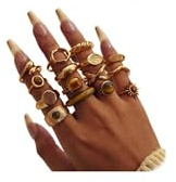 UYY Chunky Gold Rings for Women Baroque Pearl Rings Stacking Knuckles Rings Set Open Adjustable Pearl Ring Fashion Jewelry (Tiger eye stone)
