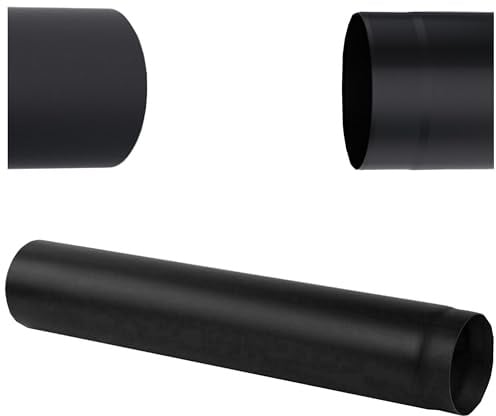 Tuyau de Poêle Noir Ø 150 mm - Longueur 1 m 1000 mm - Acier Épais 2 mm - Conduit de Fumée Haute Température, Étanche et Résistant - Pour Poêles à Bois, Cheminées et Inserts