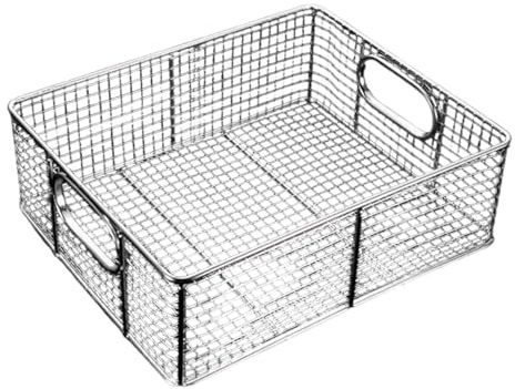 RMWHGDUL Deep Fryer Basket, Kitchen Sieve, Rectangular, Draining Basket for Deep Frying And Serving Food for Commercial Kitchens, 38x25x10 cm