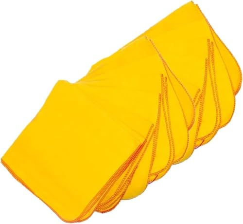HIFSA Yellow Dusters Cotton Cleaning Cloth Heavy Duty Kitchen Dusting Cloth Multi-Surface Reusable Washable Dusting Cloth Lint Free Thick & Soft For Window TV Kids Table Glass Kitchen (Pack of 10)