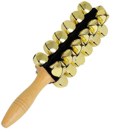 Schlittenglocken Hand Percussion Instrument mit 25 gestimmten Glocken, Holzgriff Shaker Rassel für Musikerziehung
