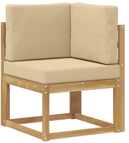 vidaXL Outdoor Ecksofa Massivholz Akazie Weiß, Moderne, wetterfeste Gartenmöbel, vielseitige Entspannung, Akazienholz, gemütliches Draußenleben