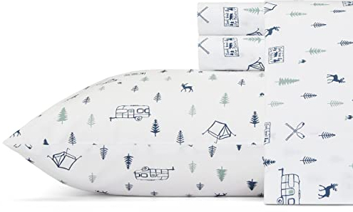 Eddie Bauer campout-Bettlaken-Set, Blau, blau, Volle Größe