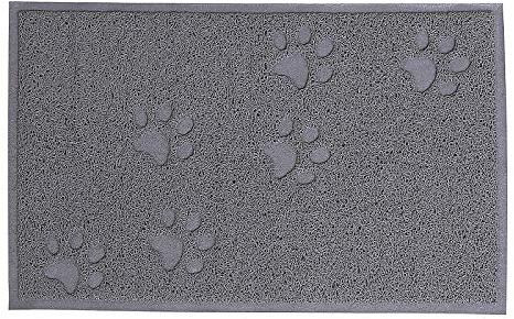 lionto Katzenklomatte aus robustem PVC, 60x90 cm, leicht zu reinigender Vorleger für Katzentoilette mit Anti-Rutsch-Beschichtung, Katzenstreumatte hält die Wohnung sauber, sanft zu Katzenpfoten, grau