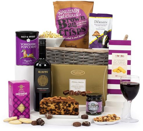Virginia Hayward Hamper, The Luxury - Hampers & Gourmet Gifts, Indulge in Chocolates, Popcorn, Crisps, Shortbread, Breadsticks, Chutney and Red Wine, Luxurious Gifts