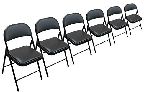 Folding Faux Leather Chair - Strong Steel Event Hall Seating or Temporary Seat for Guests and Desks (6)