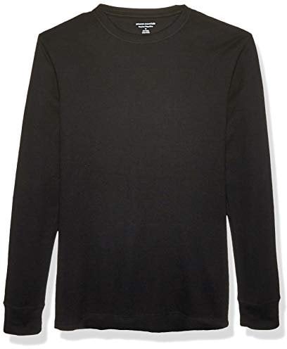 Amazon Essentials Men's Regular-Fit Long-Sleeve Waffle Shirt, Black, L