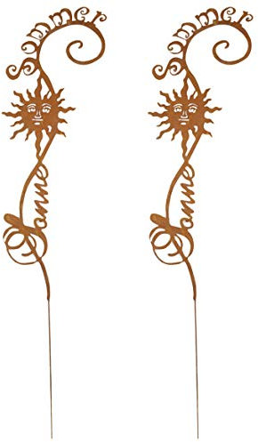 DARO DEKO Metall Garten-Stecker 88cm Sommer Sonne rostig 2 Stück