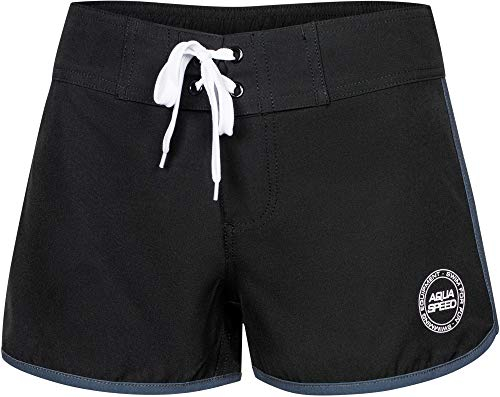 Aqua Speed Badehose für Frauen | Beachvolleyball Schwimmhose | Sport Shorts | Strandshorts | Badeshorts | Swimwear | Schwarz Grau | Gr. XL | Viki