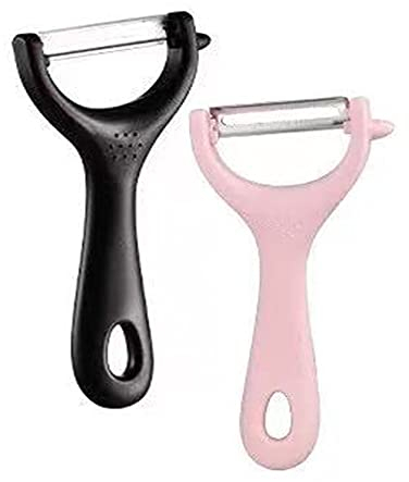 PIKACHENG Pelador Profesional, Inoxidable Muy aguda y Duradera, Cortadora Peeler en Forma de Y, Peladora de Patata y verdura de Fruta(Rosado/ Negro)