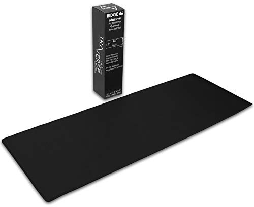 Traverse Ridge Pro Gaming Mouse Pad (5mm) | Massive 46 inch | 46x17.3x0.20 Extra Thick | Black/Black | Dense Weave Speed Poly, Superior Control | Stitched Edge, Washable, Giant Large Desk Mat