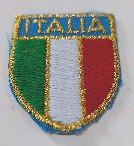 TOPPA TOPPE SCUDETTO ITALIA RICAMATO 2 Pz. Misura 5 x 3,5 cm. CUCITO DECORAZIONE