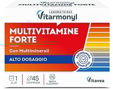 Multivitamine Forte - Integratore Alimentare Multivitaminico ad Alto Dosaggio - Con Vitamine e Minerali - Integratore Difese Immunitarie e Stanchezza - Confezione da 45 Compresse - Vitarmonyl
