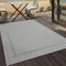 the carpet Mistra - robuster Teppich, modern, langlebig und pflegeleicht, In- und Outdoor, Wohnzimmer, ideal für Küche, Flur und Wintergarten, flachgewebt, Bordüre, Grau, 140 x 200 cm