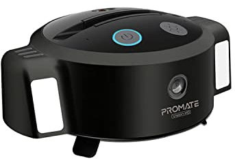 Promate Vision-HD, webcam intelligente Ai 3 in 1 con rilevamento automatico in streaming HD con power bank integrato da 3000 mAh, supporto per telefono, microfono, luce a LED, rotazione di 360 gradi