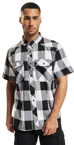 Brandit Check Shirt Short Sleeve, color: white/blac, size: XXL