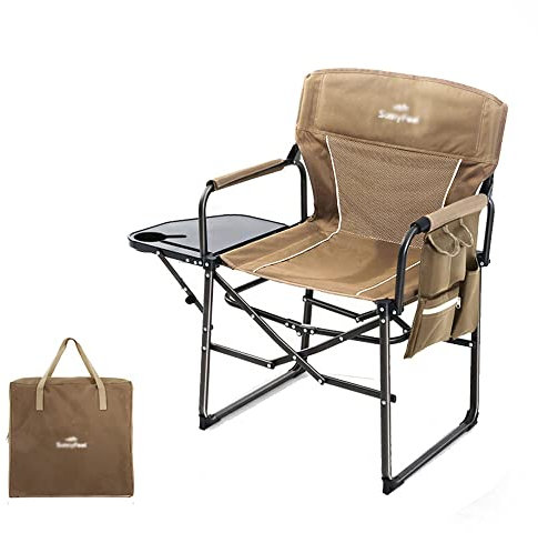 FFYUEEE Outdoor-Klappleiter-Stuhl, Tragbarer Campingstuhl, Mit Becherhalter, Mit Aufbewahrungstasche, Multifunktionstasche,Gelb