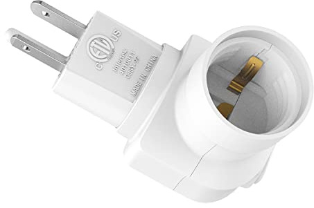 Borju Plug in Light Socket, Outlet to Socket Adapter, 360° Rotatable Plug with On/Off Switch, ETL Listed, White